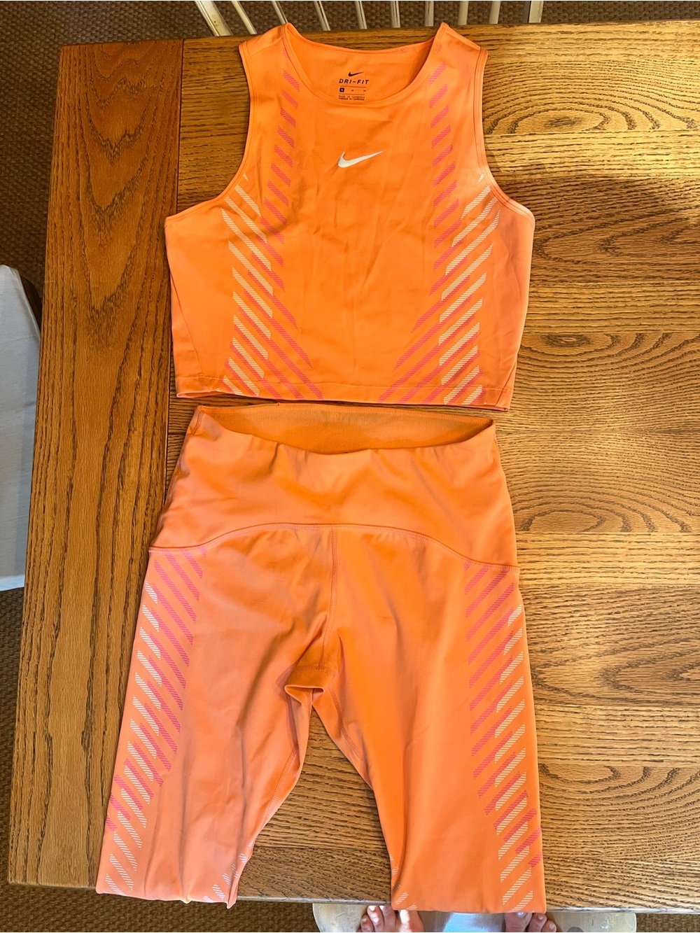 Nike Orange Girls' Athletic Crop Top & Bike Shorts Set